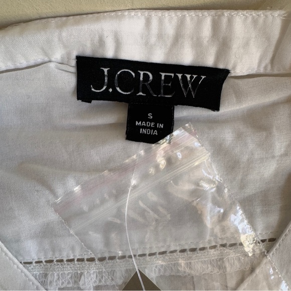 J Crew White Pintuck Lace Trim Cotton Voile Peasant Top Women Size L Long Sleeve - Picture 9 of 11